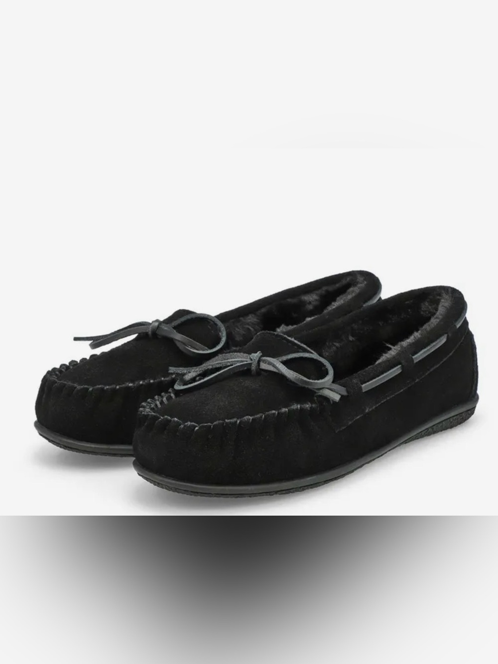 Softmoc Classic Black Faux-Fur Lined Moccasin Flats Size 9